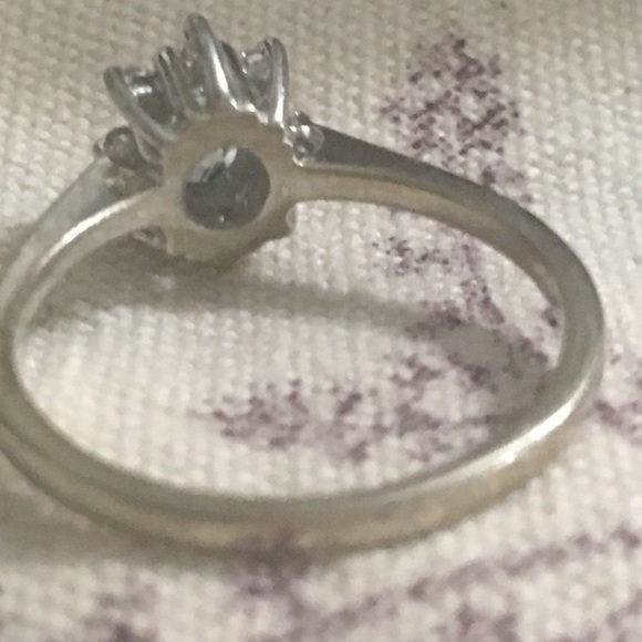 Preloved dainty solid 10K Aquamarine with sapphire side stones. - Picture 6 of 7